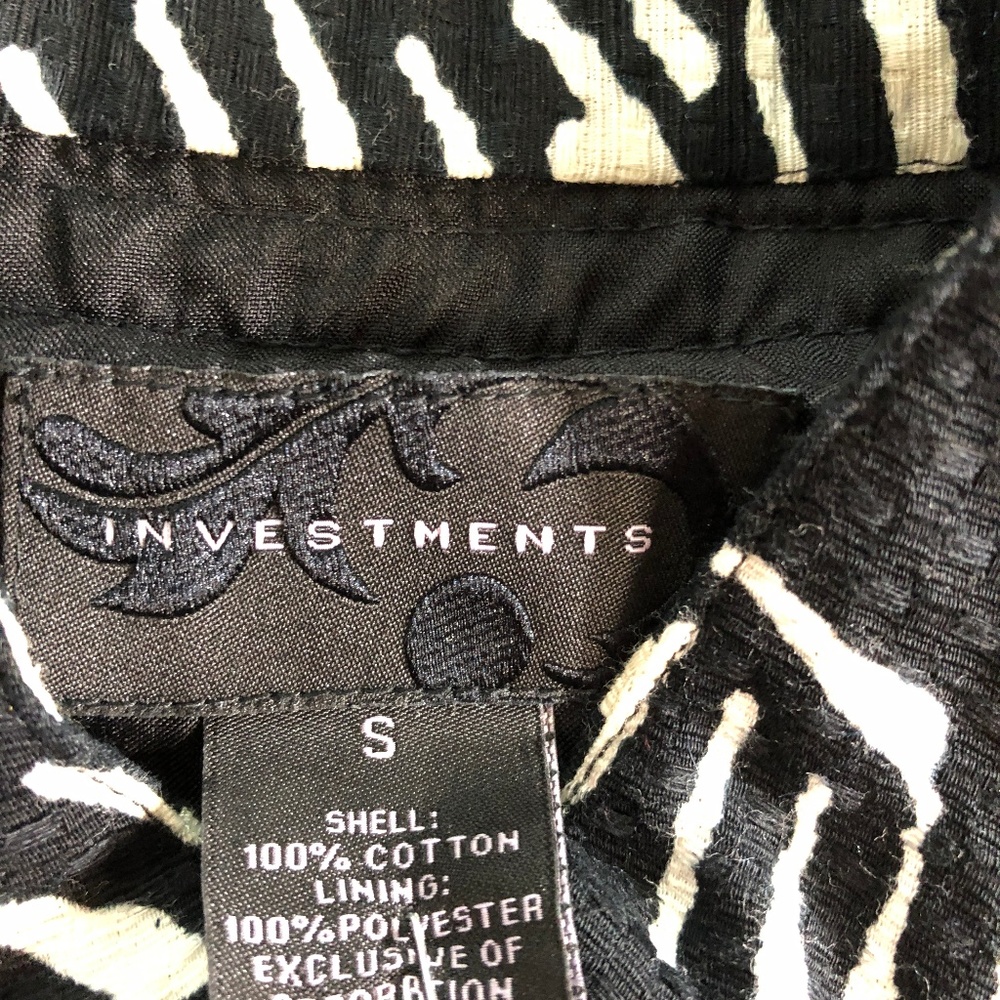 VTG Rare📌Investments Embellished w/ Black Faceted Rhinestones B&W Blazer - Picture 13 of 14